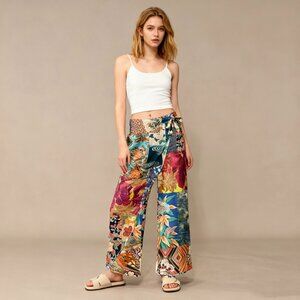 NWOT Johnny Was Soft Side Wrap Pants Womens Sz XXL Multicolored Tropical Pull on